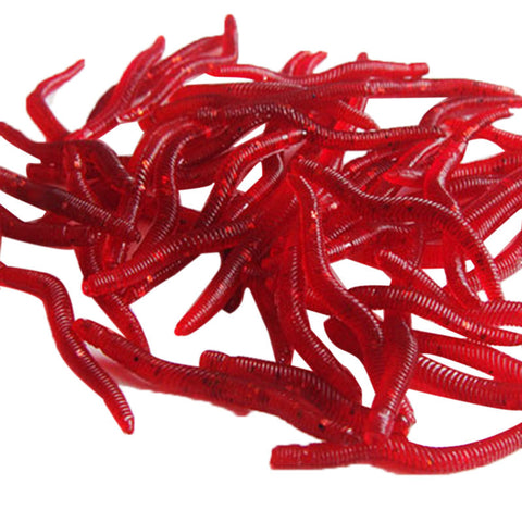 MUQGEW Soft Red Earthworm 100 Pcs For Fishing Bait