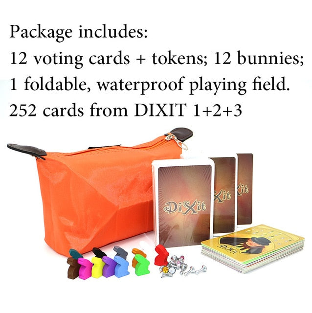 2017 hot board game, Dixit 1 2 3 4 5 6  7 with wooden bunny