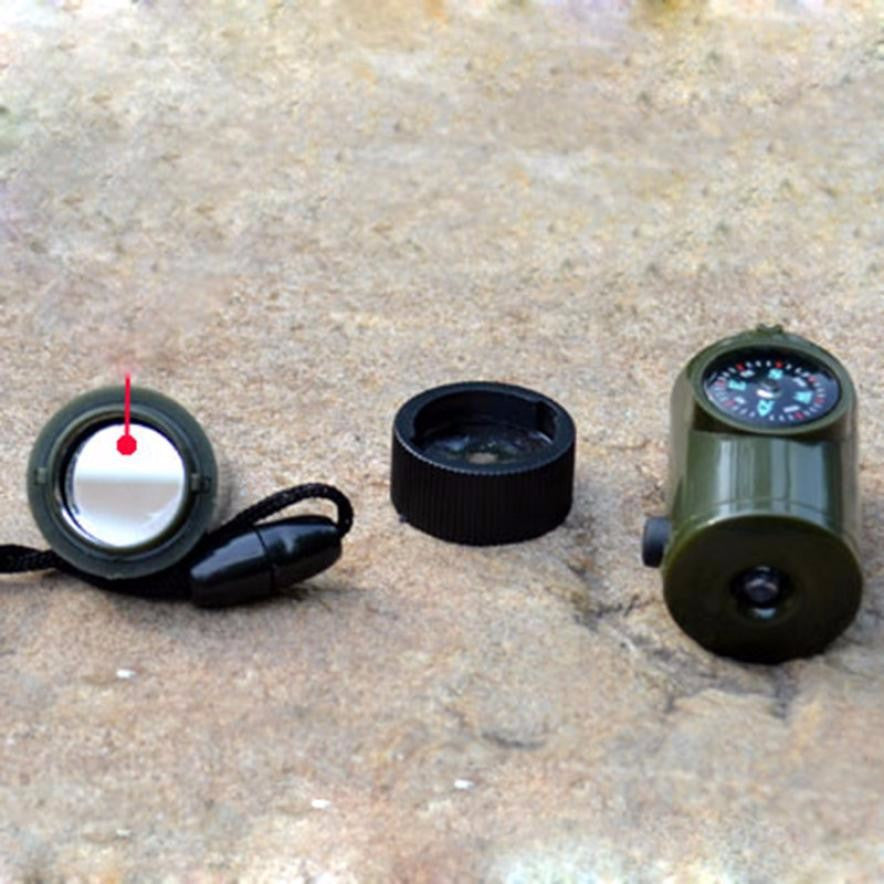 New 7 in 1 Field Survival tool with Whistle, Compass ,Thermometer ,Flashlight, Magnifier.